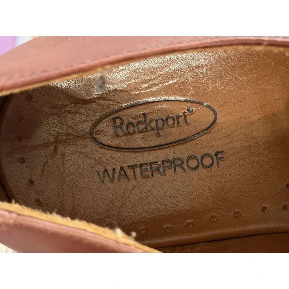 Men's Rockport Leather Chestnut Brown Size 11W‎ Lace Up Shoe Waterproof